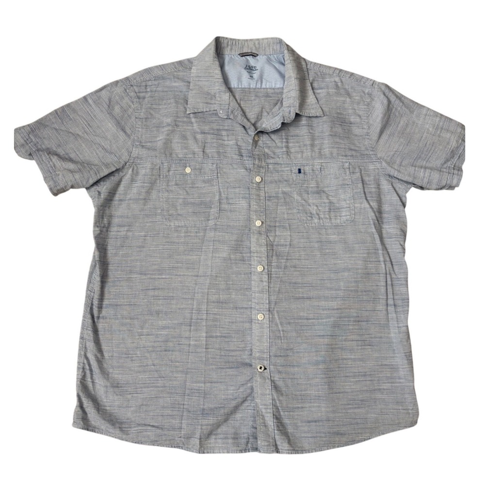 Izod‎ Saltwater Mens XXL Blue White Striped 100% Cotton Natural Fibers Travel